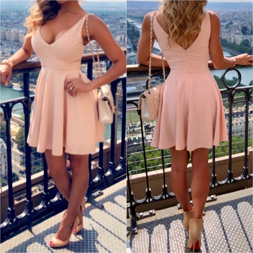 Lulus “Hometown Love” Vneck Formal Skater Dress - Picture 1 of 15